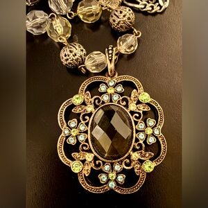 1928 Floral Pendant Beaded Necklace